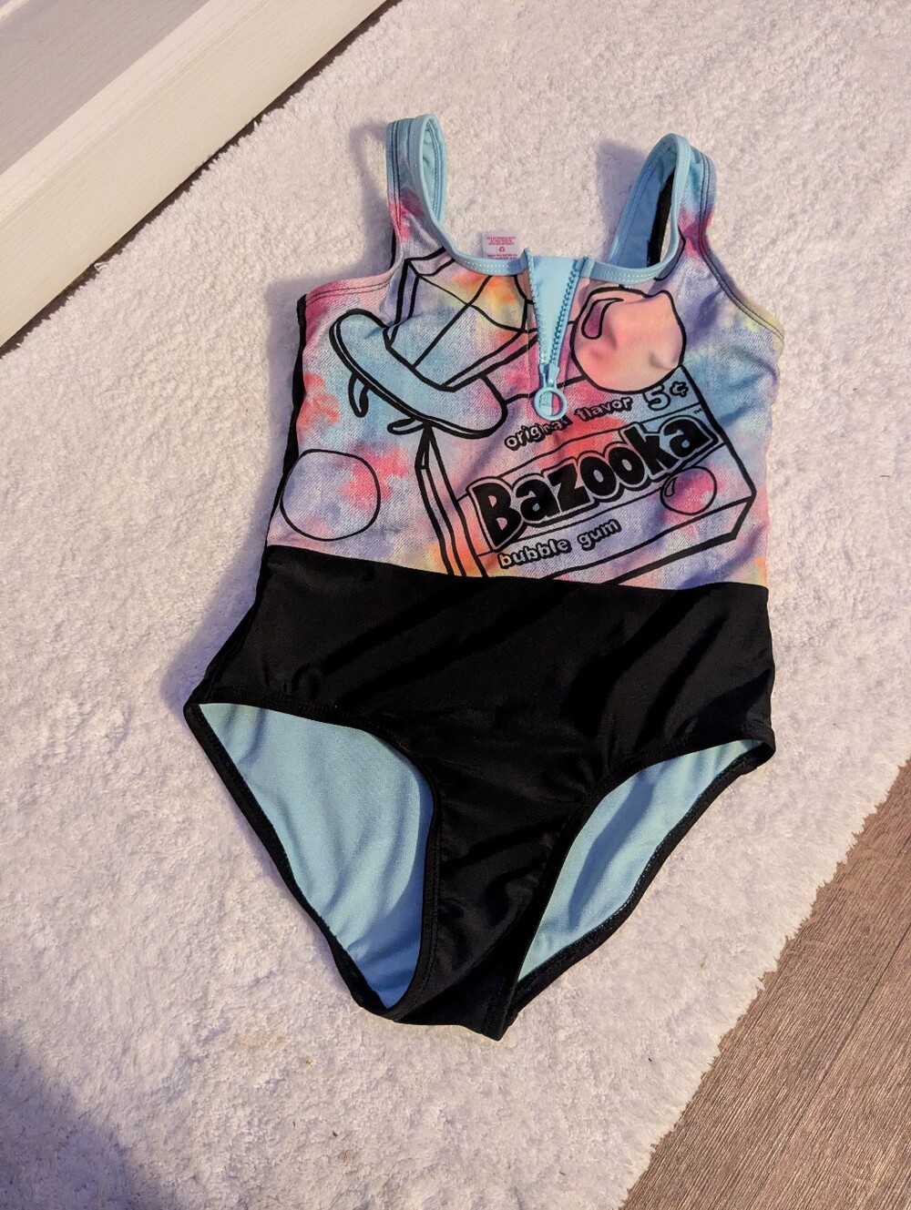 Justice Girls' One-Piece Swimsuit - Multicolor Tie-Dye & Black